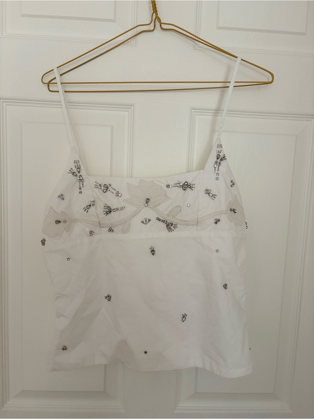 ZARA -White Embellished Floral Camisole Tank Top size M - Picture 7 of 8
